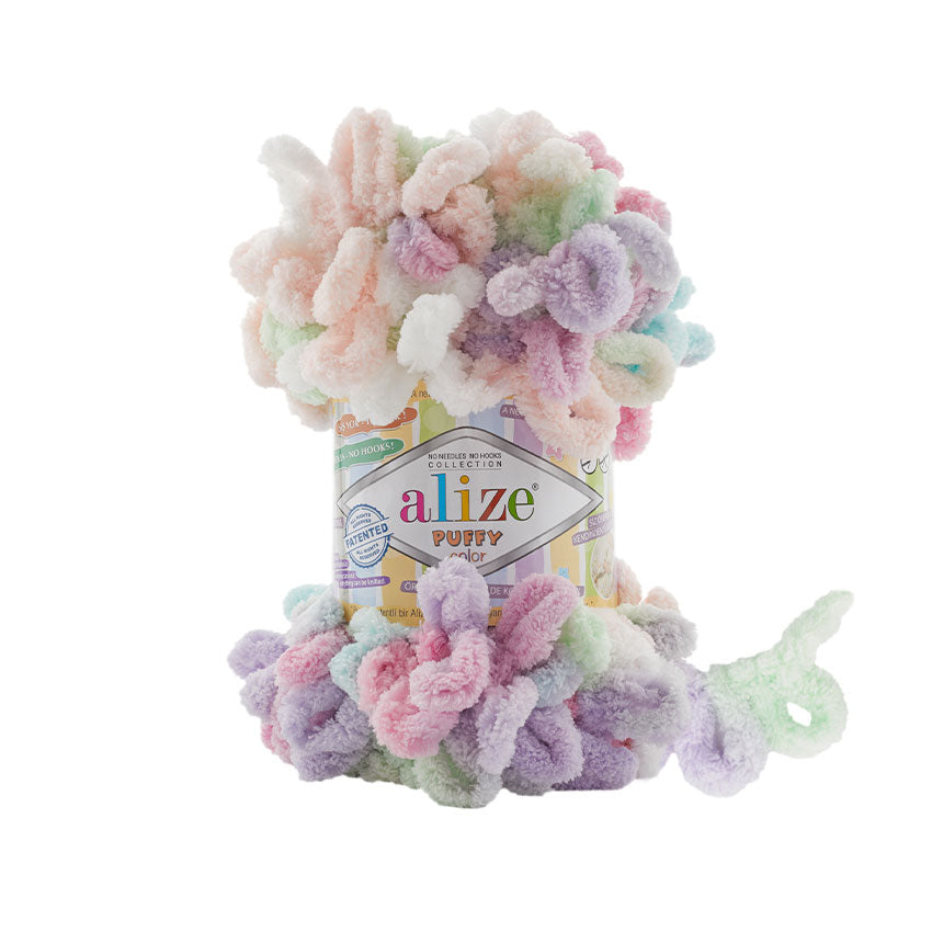 Alize Puffy Color 6526 Vibrant Multicolor Loop Yarn for Easy Knitting Yarn Park
