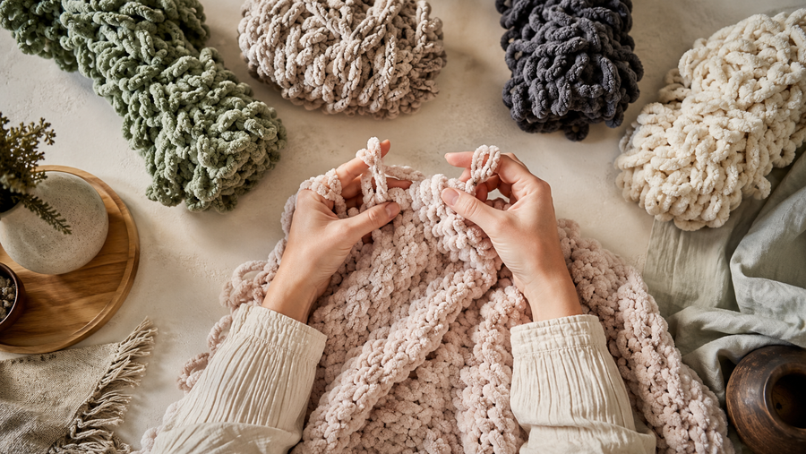 What is Finger Knitting? How to Make a Blanket with Alize Puffy