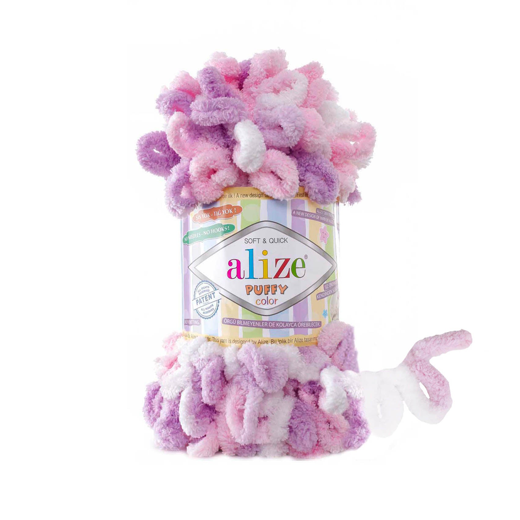 Alize Puffy Color 6051: Vibrant Multicolor Loop Yarn for Easy Knitting