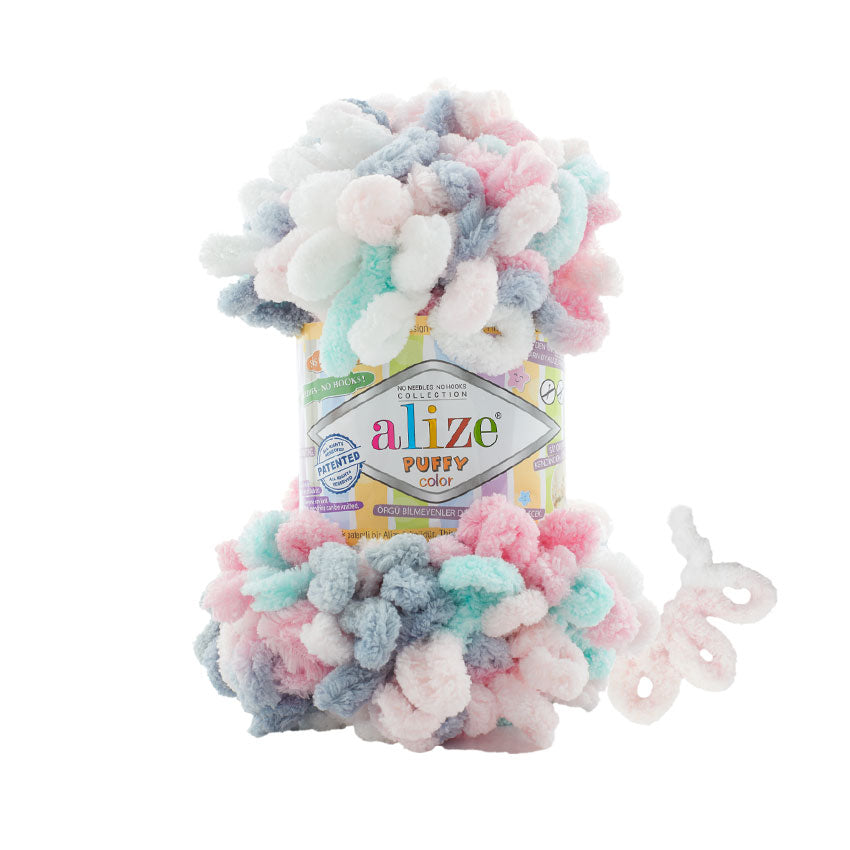 Alize Puffy Color 6529: Vibrant Multicolor Loop Yarn for Easy Knitting