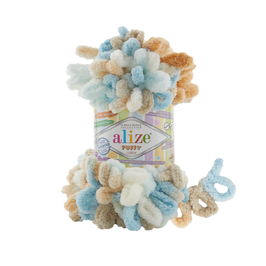 Alize Puffy Color 6530: Vibrant Multicolor Loop Yarn for Easy Knitting