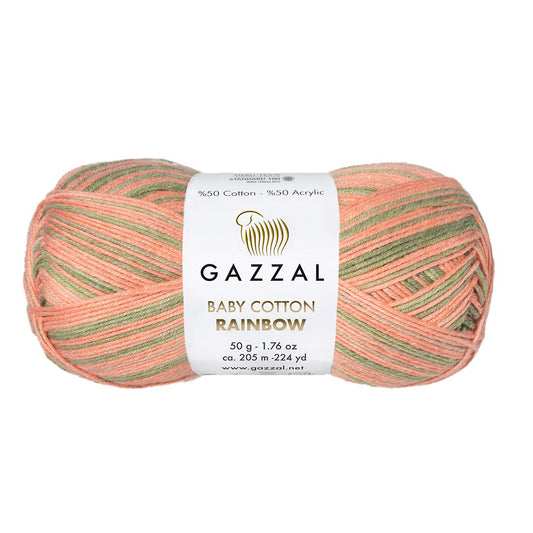 Gazzal Baby Cotton Rainbow 483 yarn by YarnPark