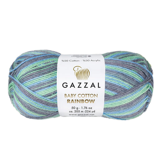 Gazzal Baby Cotton Rainbow 484 yarn by YarnPark