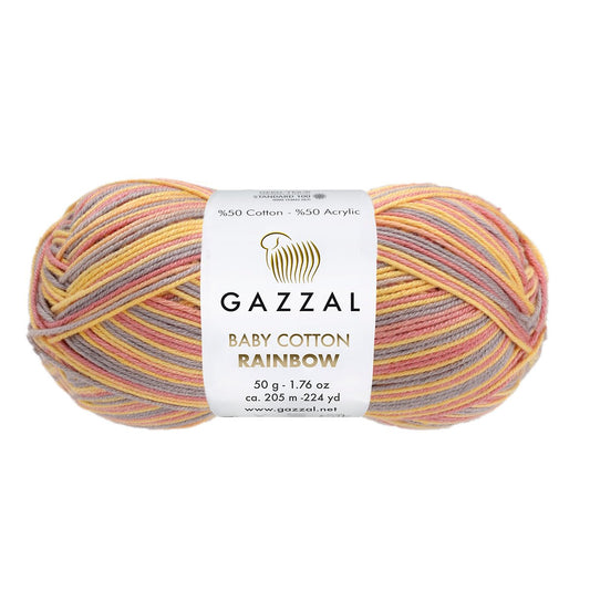 Gazzal Baby Cotton Rainbow 487 yarn by YarnPark