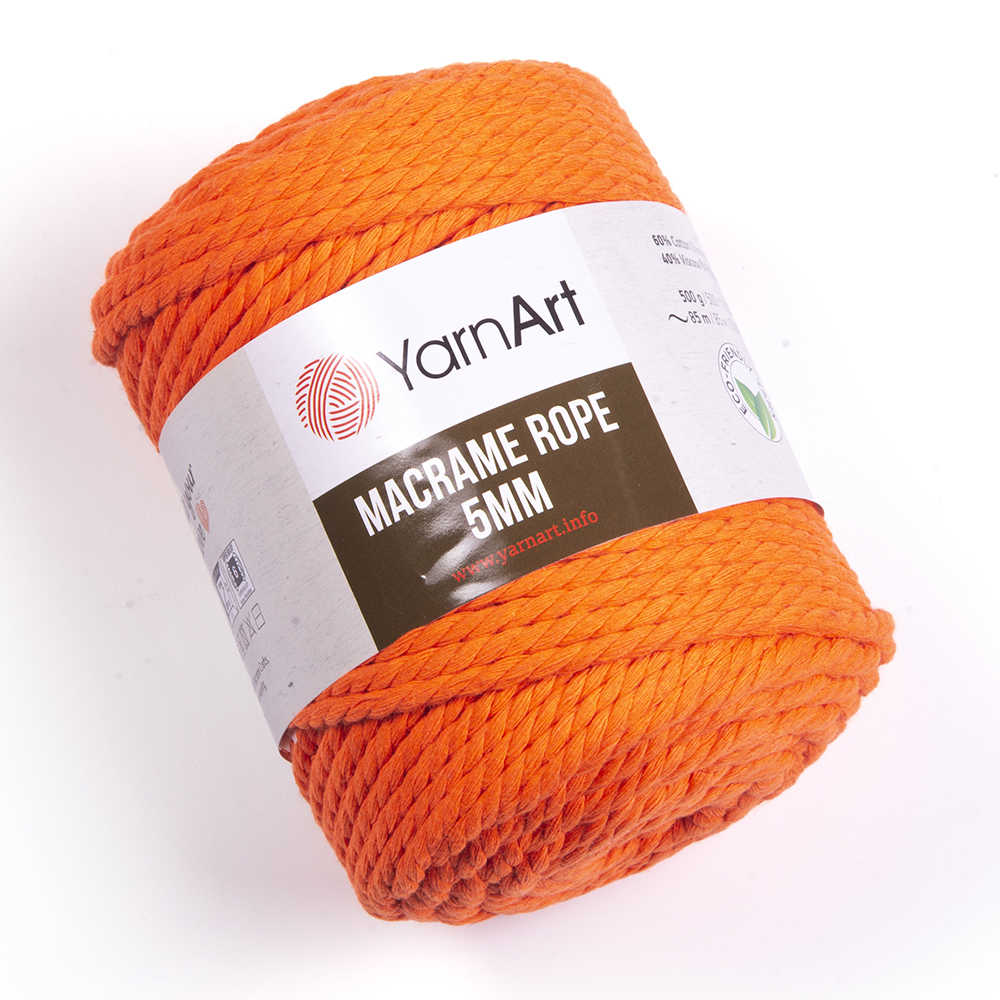 Yarts Rope YarnArt Macrame Rope 5 MM 800 – Bright Orange Cord